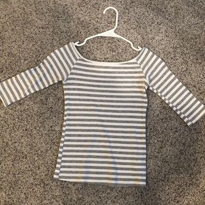 grey and white striped wideneck/off shoulder top